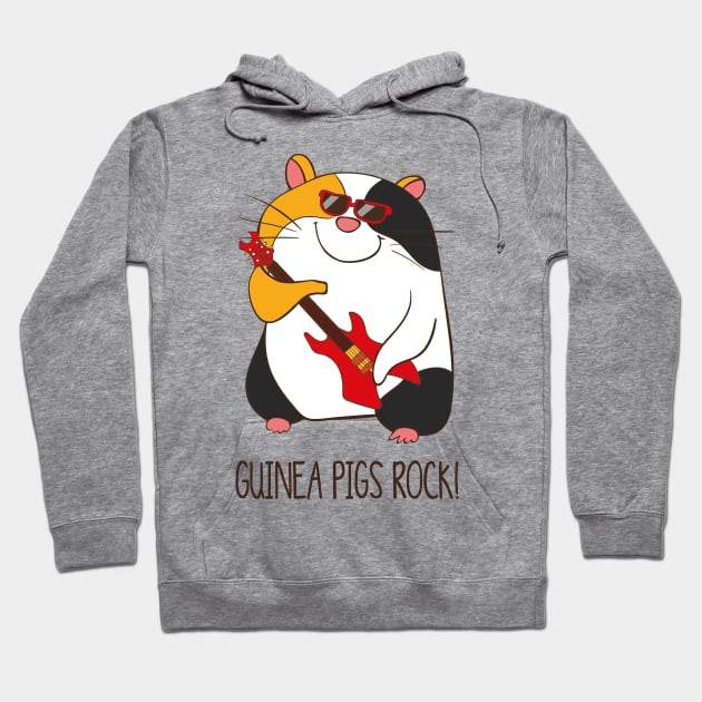 Guinea Pigs Rock, Funny Cute Pet Guinea Pig Hoodie by Dreamy Panda Designs